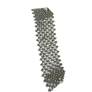 Silver Tone Wide Cuff Bracelet Heavy Beaded Artisan Statement